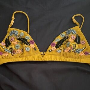 Embroidered Mustard Floral Bralette